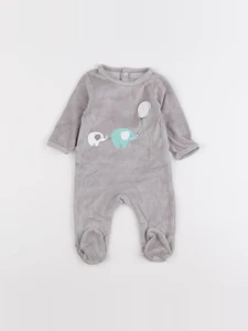 Vertbaudet - pyjama velours gris - 3 mois