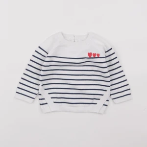 Vertbaudet - pull blanc, bleu - 6 mois