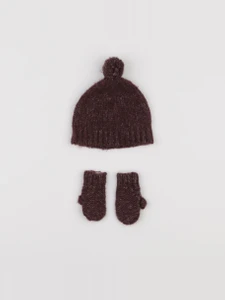 Zara - ensemble bonnet/moufles rouge - 1/6 mois