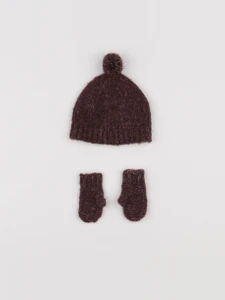 Zara - ensemble bonnet/moufles rouge - 1/6 mois