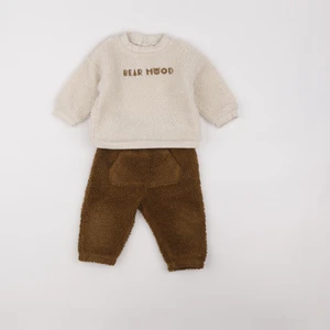 Vertbaudet - ensemble beige, marron - 12 mois