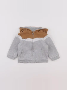Vertbaudet - sweat gris, marron - 9 mois