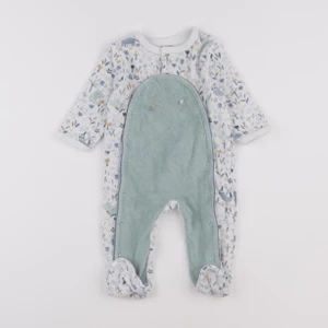 Vertbaudet - pyjama velours blanc, vert - 6 mois