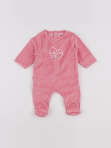 Vertbaudet - pyjama velours rose - 1 mois