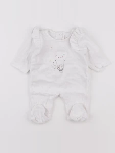 Vertbaudet - pyjama velours blanc - 0 mois