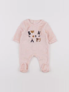 Vertbaudet - pyjama velours rose - 0 mois