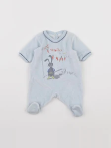 Petit Bateau - pyjama velours bleu - 0 mois