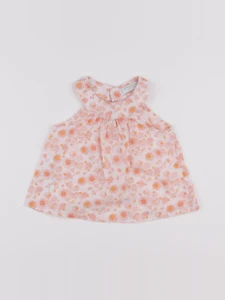 Mango - blouse blanc, orange - 9/12 mois