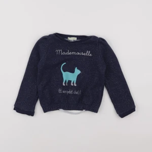 Vertbaudet - sweat bleu, argent - 4 ans