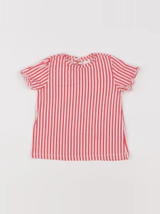 H&M - tee-shirt blanc, rouge - 6/9 mois