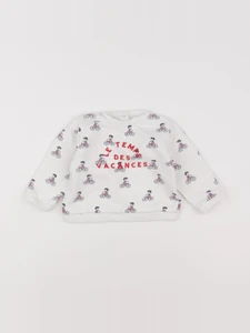 Boutchou - sweat blanc, bleu - 12 mois