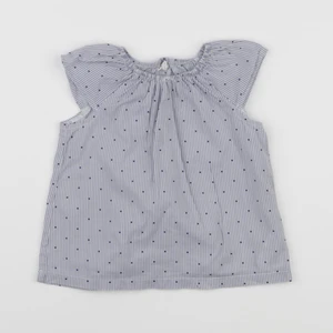 H&M - blouse bleu, blanc - 12/18 mois