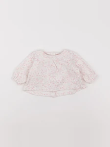 Natalys - tee-shirt blanc, rose - 1 mois