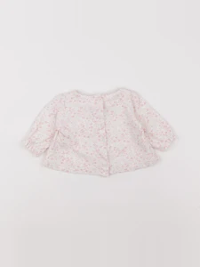 Natalys - tee-shirt blanc, rose - 1 mois