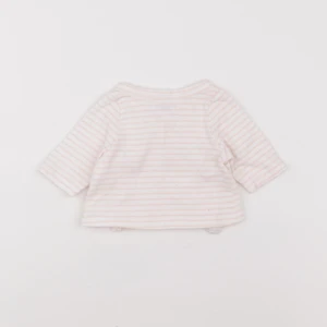 Vertbaudet - tee-shirt blanc, rose - 0 mois