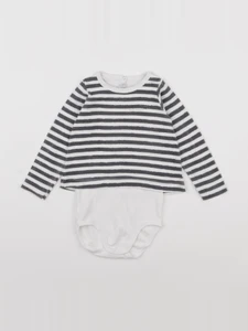 Petit Bateau - body tee-shirt blanc, bleu - 36 mois