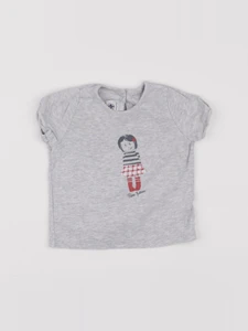 Petit Bateau - tee-shirt gris - 12 mois