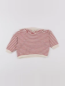 Petit Bateau - sweat beige, rouge - 12 mois