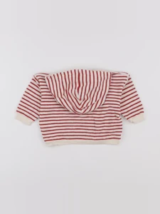 Petit Bateau - sweat beige, rouge - 12 mois