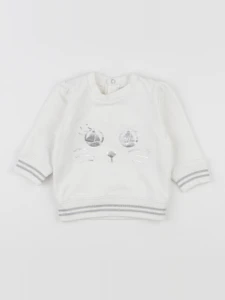 Petit Bateau - sweat blanc - 6 mois