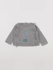 Boutchou - tee-shirt blanc, bleu - 6 mois