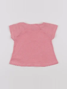 Petit Bateau - tee-shirt rose, blanc - 12 mois