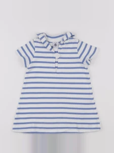 Petit Bateau - robe blanc, bleu - 12 mois