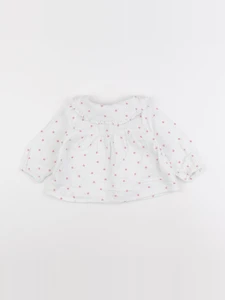 Vertbaudet - blouse blanc, rouge - 12 mois