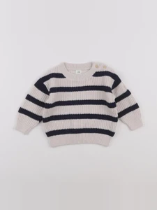 H&M - pull beige, bleu - 6/9 mois