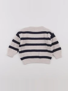 H&M - pull beige, bleu - 6/9 mois