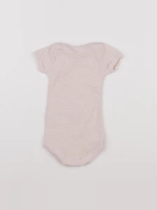 Petit Bateau - body blanc, rose - 6 mois