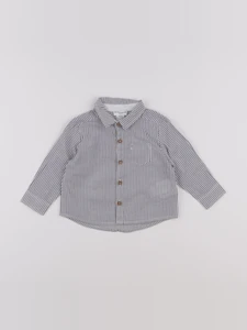 Cyrillus - chemise blanc, gris - 9 mois