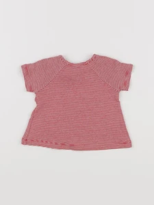 Petit Bateau - tee-shirt blanc, rouge - 3 mois