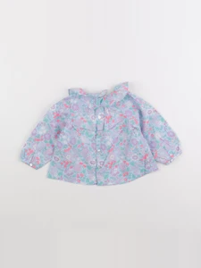 Jacadi - blouse liberty bleu, rose - 12 mois