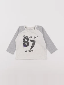 IKKS - tee-shirt blanc, gris - 6 mois