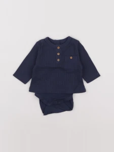 Vertbaudet - body tee-shirt bleu - 1 mois