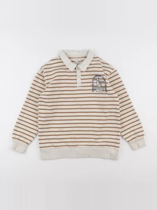 Vertbaudet - sweat blanc, marron - 10 ans
