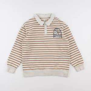 Vertbaudet - sweat blanc, marron - 10 ans