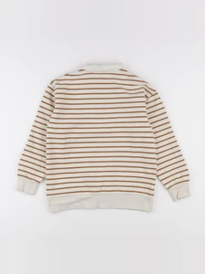 Vertbaudet - sweat blanc, marron - 10 ans