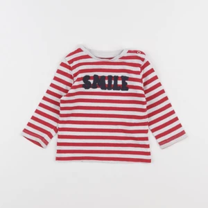 Vertbaudet - tee-shirt blanc, rouge - 6 mois