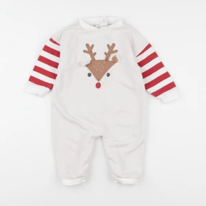 Vertbaudet - pyjama coton blanc, rouge - 12 mois