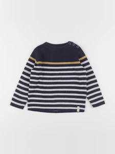 Vertbaudet - pull bleu, blanc - 3 ans