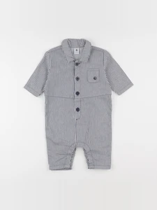 Petit Bateau - combinaison bleu, blanc - 6 mois