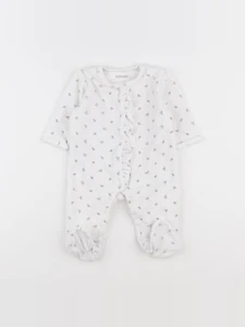 Vertbaudet - pyjama velours blanc, rose - 6 mois