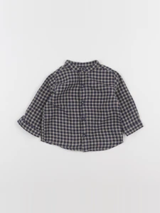 Boutchou - chemise bleu, marron - 6 mois