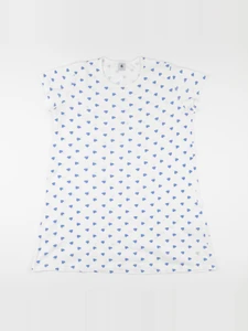 Petit Bateau - chemise de nuit coton blanc, bleu - 14 ans