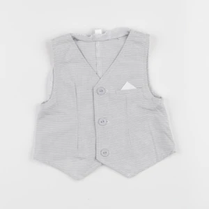 Vertbaudet - gilet blanc, gris - 6 mois