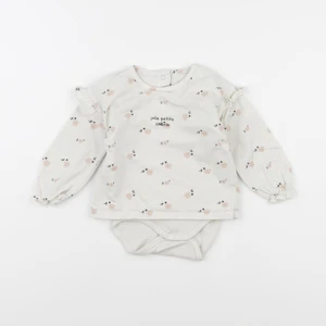 Vertbaudet - body tee-shirt beige, rose - 9 mois