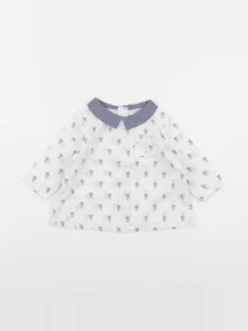 Boutchou - chemise blanc, bleu - 6 mois