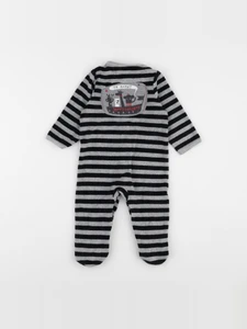 Vertbaudet - pyjama velours noir, gris - 9 mois